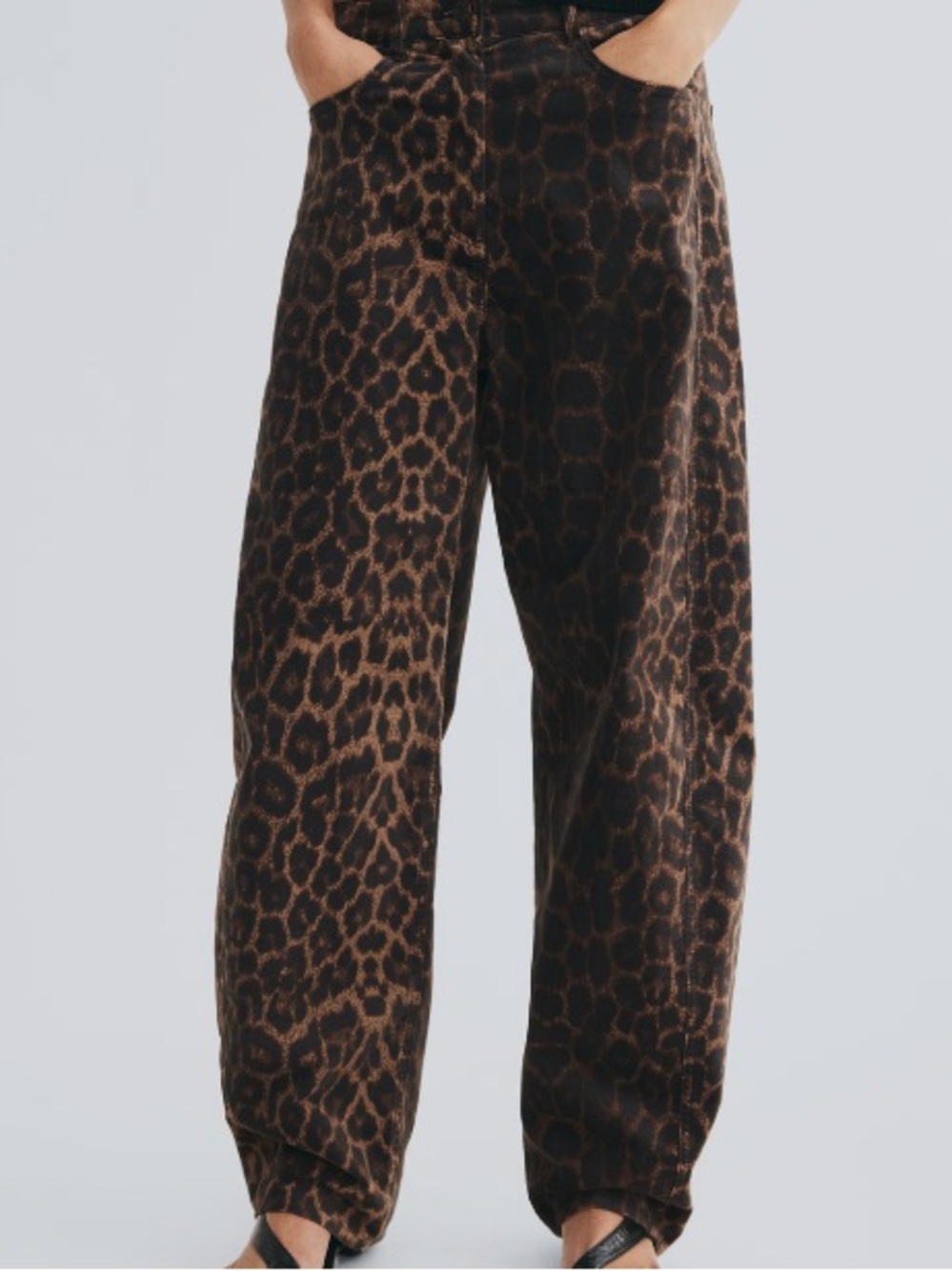 H&M Brown Leopard-Print Wide Leg Pants
